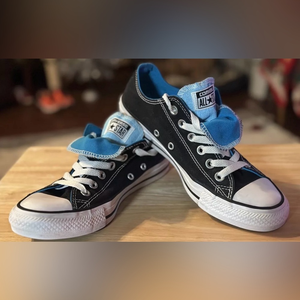 Converse Chuck Taylor All Star Low Top Black Dbl Tongue Wmns Size 7 Men's Size 5